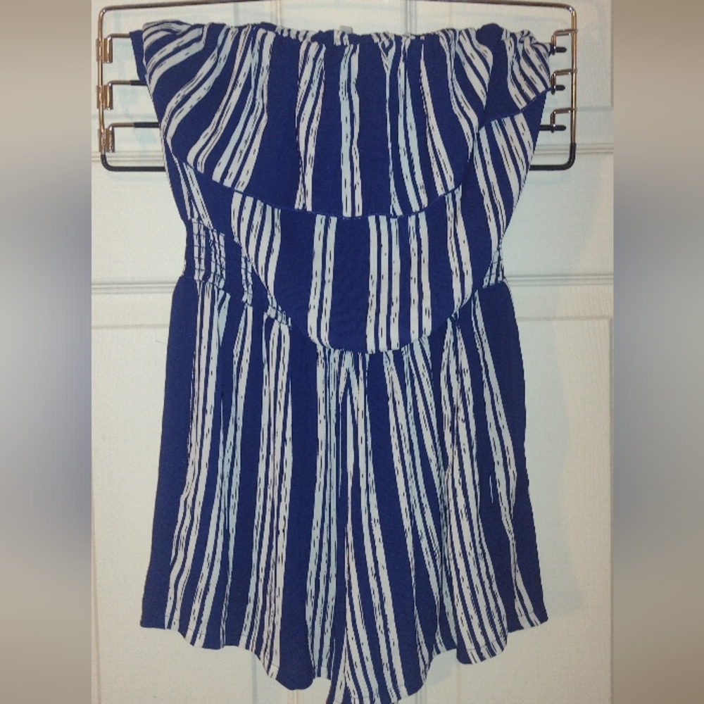 Charlotte Rousse small sized navy and white tub top romper